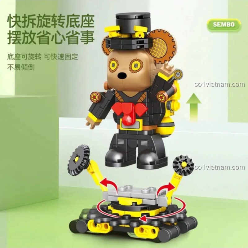 Mô hình Gấu Steampunk Qee SEMBO 612013 với chân đế xoay