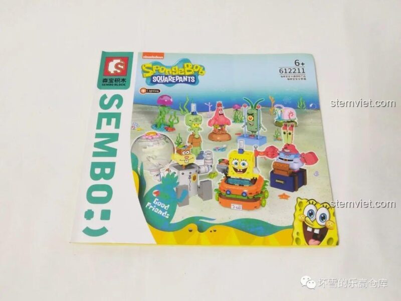 Đồ chơi lắp ghép Gia đình SpongeBob Sembo 612211 sách hướng dẫn lắp ráp chi tiết, dễ hiểu cho bé 6 tuổi.