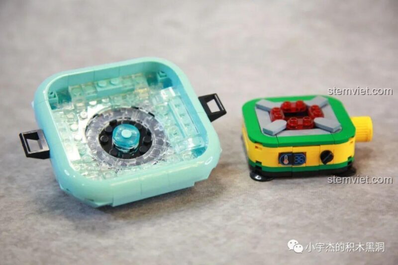 Bộ đồ chơi Ếch nấu lẩu Sembo 613103, chi tiết núm xoay bếp, có thể xoay để mô phỏng đun nấu.