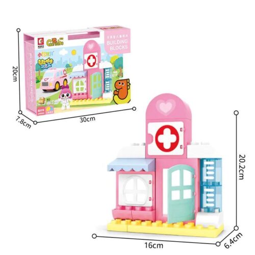 bộ lắp ghép Phòng khám thành phố SEMBO 690103 cho bé gái 3 tuổi, giá tốt, có ảnh hộp sản phẩm