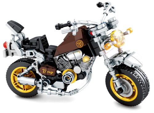 Mô hình lắp ráp xe mô tô Yamaha XV1000 Virago SEMBO 701111, đồ chơi cho bé trai 6 tuổi yêu thích xe cộ, giá rẻ. Chi tiết động cơ V-twin và vành vàng nổi bật.