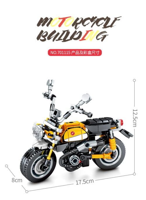 Bộ lắp ráp xe mô tô SEMBO 701115 màu vàng đen, mô hình xe máy lắp ráp cổ điển với kích thước chi tiết, phù hợp cho bé trai 6 tuổi, giá tốt.
