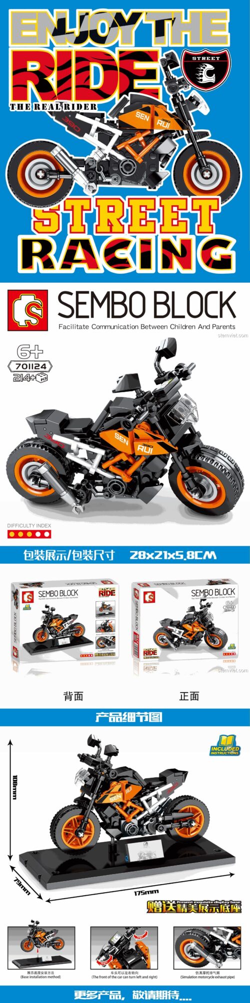 Hộp sản phẩm mô tô KTM 390 Duke SEMBO 701124
