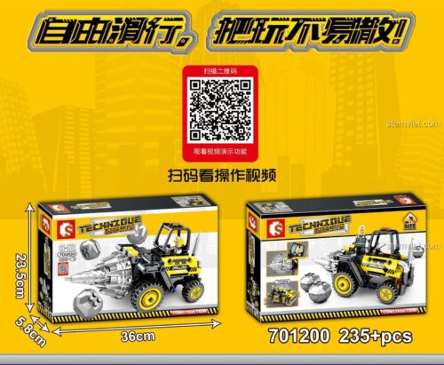 Kích thước hộp đồ chơi xây dựng Xe Công Trình Khoan Đá SEMBO 701200, món quà thông minh cho con trai.