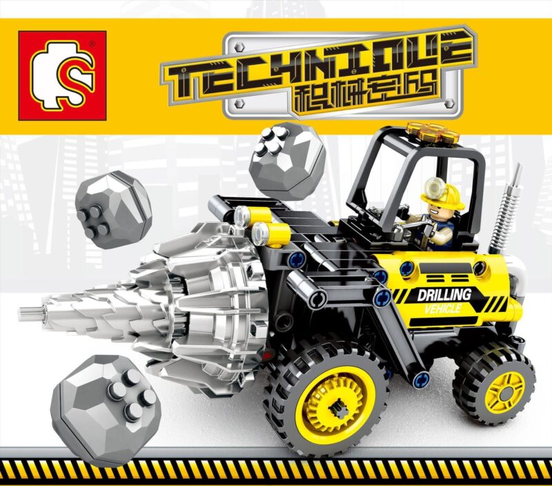 Bộ lắp ráp Xe Khoan Hầm Lò SEMBO 701200 cho bé trai 6 tuổi, đồ chơi mô hình giá rẻ với mũi khoan xoay được.