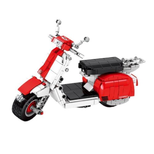 Bộ lắp ráp xe máy Vespa SEMBO 701406 màu đỏ trắng, đồ chơi mô hình cho bé trai 6 tuổi giá rẻ.