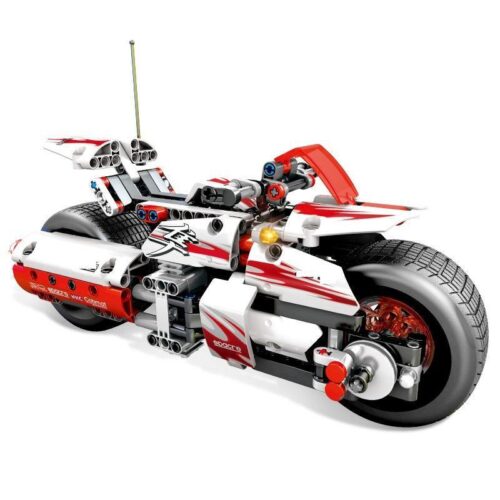 Mô hình đồ chơi lắp ráp SEMBO 701500 Mô tô Hayabusa màu trắng đỏ với động cơ kéo lùi cực mạnh, phù hợp cho con trai 6 tuổi, giá rẻ.