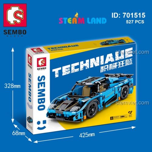 Hộp đồ chơi lắp ráp Koenigsegg Regera SEMBO 701515, kích thước hộp 42.5x32.8x6.8 cm, bộ lắp ghép siêu xe cho bé trai