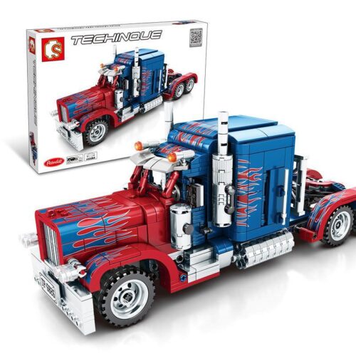 Bộ lắp ráp Xe Tải Peterbilt 389 SEMBO 701803, mô hình xe tải Peterbilt 389 màu đỏ xanh, đồ chơi lắp ráp xe tải Peterbilt 389 cho bé trai 6 tuổi, giá tốt