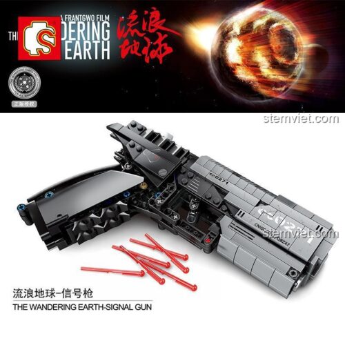 Ảnh quảng cáo bộ lắp ráp Súng Tín Hiệu SEMBO 704301 từ phim The Wandering Earth, đồ chơi mô hình độc đáo cho con trai.
