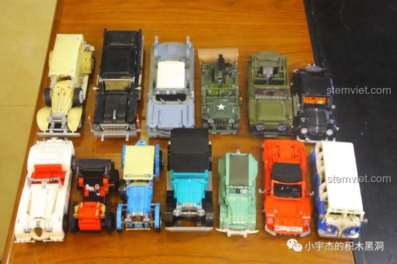 Mô hình Ferrari Dino 246 GTS từ bộ SEMBO 705701 nổi bật giữa các mẫu xe cổ điển khác, mang đến sự tươi mới