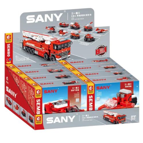 Hộp lớn bộ lắp ghép xe cứu hỏa SANY 8 trong 1 SEMBO 712028-35, đồ chơi mô hình cho bé trai 6 tuổi giá rẻ.