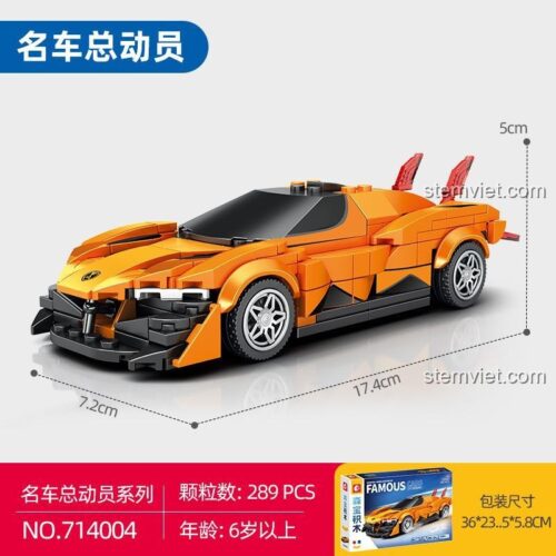Kích thước chi tiết đồ chơi mô hình SEMBO 714004 Xe đua Apollo EVO, dài 17.4cm, có động cơ kéo lùi.