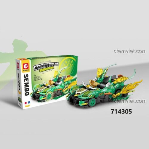 Hộp sản phẩm bộ lắp ghép SEMBO 714305 Xe Đua Sức Mạnh Mộc, món quà giá rẻ và sáng tạo cho các bé trai.