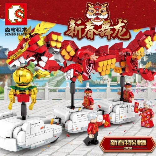 Hộp bộ lắp ghép SEMBO Block 201015 Múa Rồng Đón Xuân, đồ chơi mô hình Rồng Lễ Hội cho bé trai và bé gái 6 tuổi, giá tốt