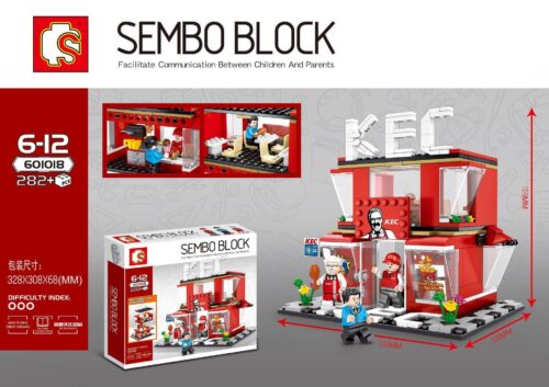 Bộ lắp ghép Cửa hàng Gà rán KFC Sembo Block 601018 chi tiết, kèm 3 minifigures, phù hợp bé trai bé gái 6 tuổi, giá tốt.