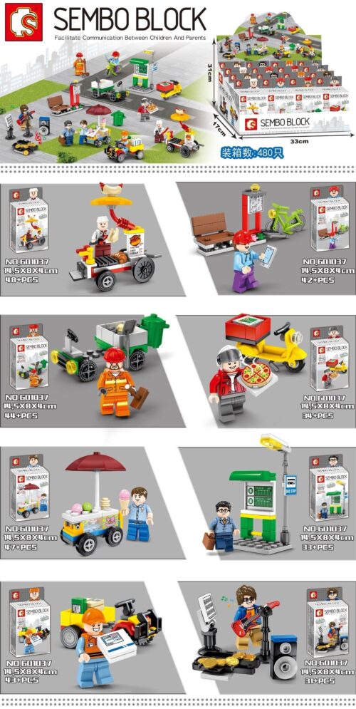 Bộ lắp ghép cảnh quan đường phố Sembo Block 601037-2 với 8 mô hình mini độc đáo, phù hợp cho bé trai và bé gái 6 tuổi, mang đến trải nghiệm sáng tạo và giá trị cao.