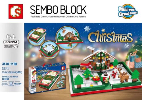 bộ lắp ghép Sách Giáng Sinh SEMBO Block 601094 cho bé trai, bé gái 6 tuổi, mô hình sách mở ra cảnh quan 3D Giáng Sinh, chất lượng cao, giá tốt