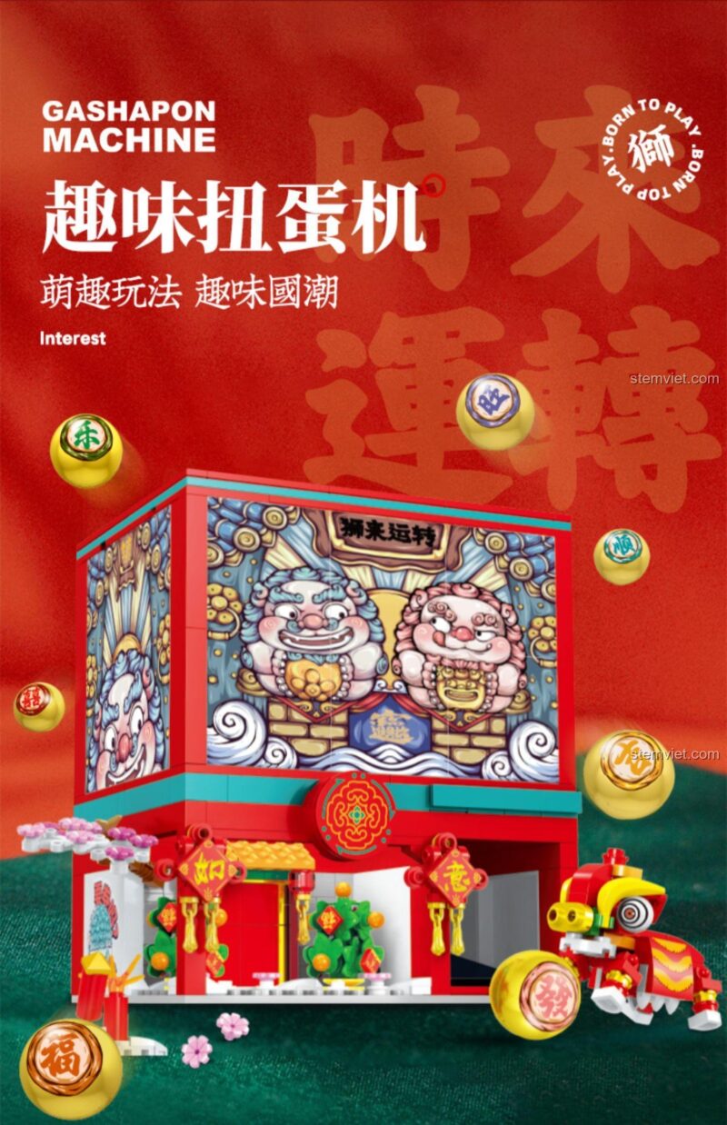 Máy Gashapon Phong Thủy Sembo Block, bộ lắp ráp 608062, đồ chơi mô hình may mắn, kích thích sáng tạo cho trẻ 6 tuổi.