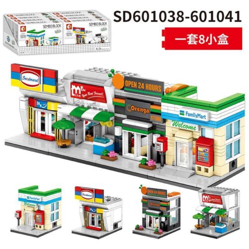 Bộ lắp ghép Cửa hàng tiện lợi SEMBO Block SD601038-601041, đồ chơi lắp ráp siêu thị mini cho bé 6 tuổi, giá tốt.