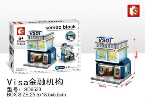 Bộ lắp ghép Tòa Nhà Tài Chính Visa Sembo Block SD6533 có đèn LED, mô hình mini chi tiết tinh xảo, phù hợp cho bé trai và bé gái 6 tuổi, giá tốt.