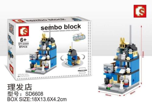 bộ lắp ghép Mô hình Tiệm Cắt Tóc Mini Sembo Block SD6608, hộp sản phẩm, cho bé 6 tuổi, giá tốt