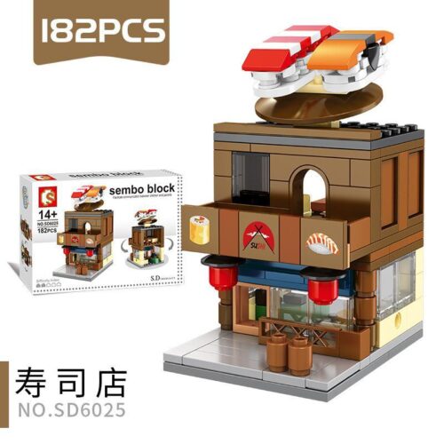 Bộ lắp ghép Cửa hàng Sushi SEMBO SD6025, đồ chơi mô hình Tiệm Sushi mini cho bé trai và bé gái 14 tuổi, giá rẻ.