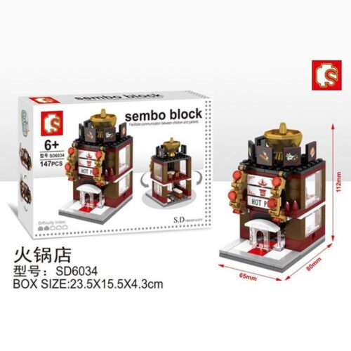 Bộ lắp ghép SEMBO SD6034 Quán lẩu, 147 chi tiết, độ khó 3/5, cho trẻ 6+ tuổi