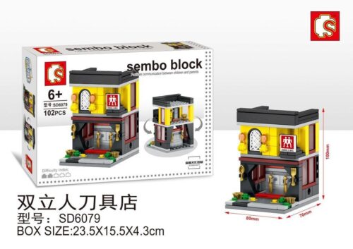 Hộp sản phẩm bộ lắp ghép Cửa hàng dao kéo Zwilling SEMBO SD6079 giá rẻ cho bé gái 6 tuổi, gồm 102 chi tiết.