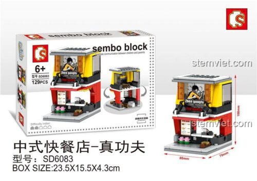 Hộp đồ chơi mô hình SEMBO SD6083 Tiệm ăn nhanh kiểu Trung Quốc, gồm 129 mảnh, quà tặng cho bé trai và bé gái 6 tuổi.