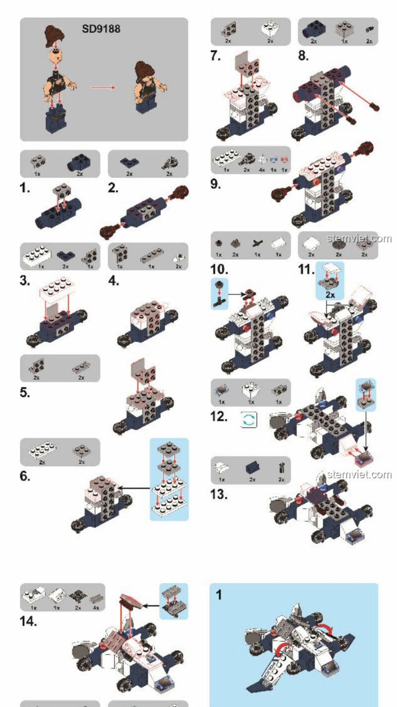 Robot Cảnh Sát Tương Lai SEMBO SD9192 - hướng dẫn SEMBO 9192 Robot Cảnh Sát Tương Lai SD9192 663 mảnh 2018