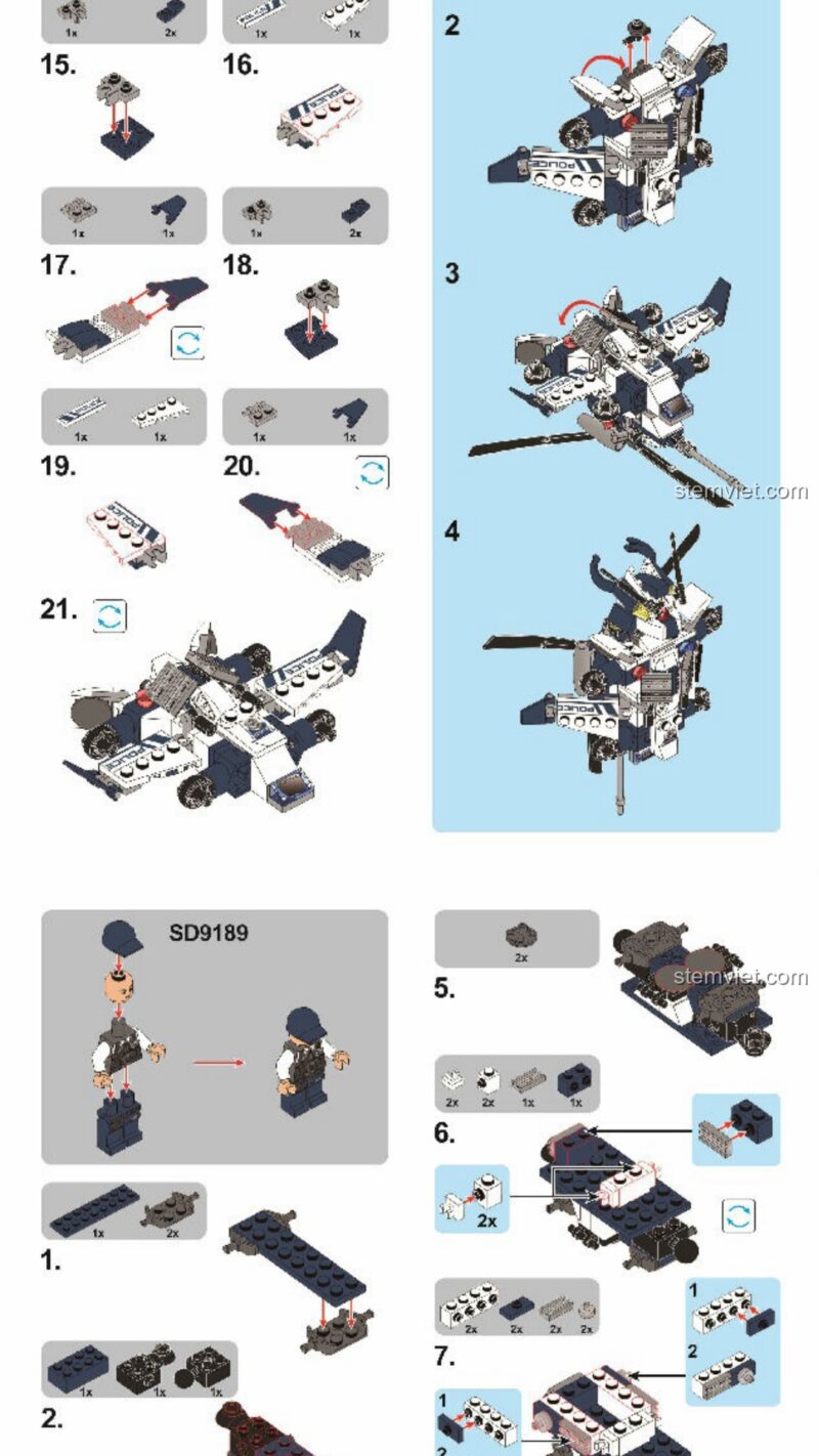 Robot Cảnh Sát Tương Lai SD9192 74 mảnh - sách hướng dẫn SEMBO 9192 Cảnh Sát Tương Lai SD9192 663 mảnh