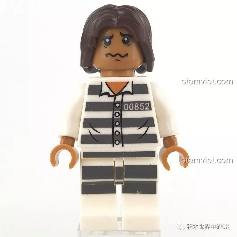 Minifigure Tù Nhân trong bộ đồ chơi SEMBO SD9816, bộ lắp ghép Xe Cảnh Sát Biến Hình, tăng tính chân thực cho trò chơi.