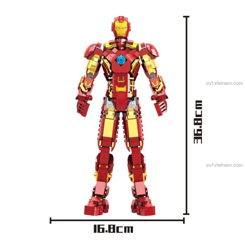 Kích thước mô hình Người Sắt MK42 ShuangXiang SX4075, cao 36.8cm, rộng 16.8cm, bộ đồ chơi lắp ráp cho bé trai 6 tuổi