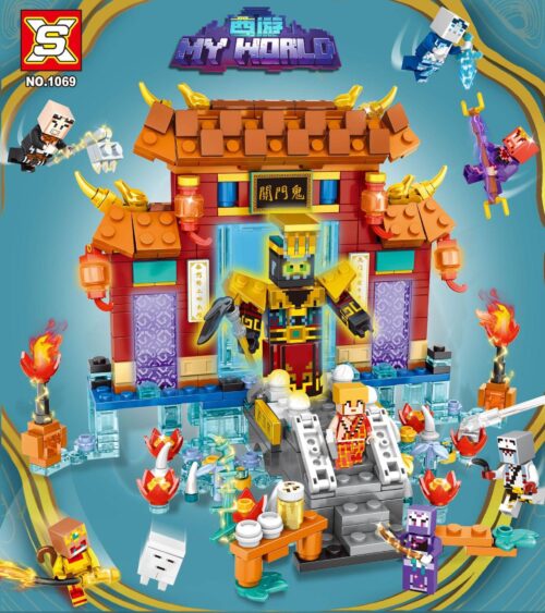Bộ lắp ghép My World 鬼门关 8款组合 của hãng双象SX, mã số 1069, với 659 chi tiết, chủ đề Thế Giới Âm Phủ, phù hợp cho bé trai 6 tuổi, có thể lắp thành 8 mô hình khác nhau, giá tốt