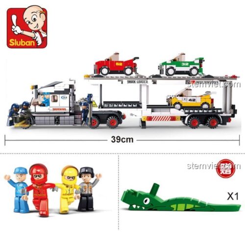 Kích thước đồ chơi xếp hình Sluban M38-B0339 dài 39cm, gồm 4 minifigures, phù hợp cho con trai.