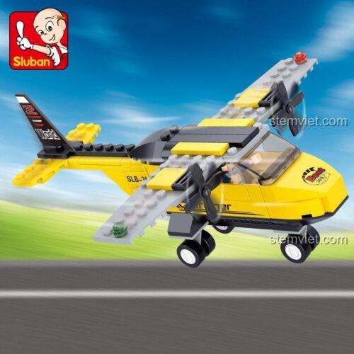 Sluban M38-B0360 Máy bay huấn luyện T-Trainer, Bộ đồ chơi máy bay, 110 mảnh, Con trai, 6+ tuổi, Vàng, Xám, Đen, Tương thích LEGO®, Khám phá bầu trời