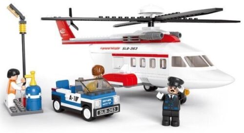 Sluban M38-B0363 bộ đồ chơi trực thăng cá nhân, xe cảnh sát và 2 minifigure, 259 chi tiết, phù hợp cho bé trai 6 tuổi