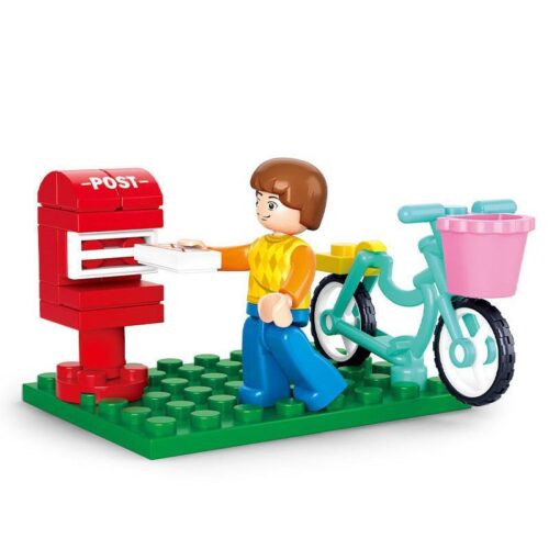 bộ lắp ghép Người đưa thư Sluban M38-B0516, mô hình cô bé gửi thư bên hòm thư và xe đạp, đồ chơi cho bé gái 6 tuổi giá rẻ.