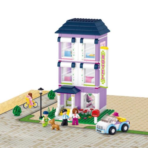 Bộ lắp ghép Nhà Nghỉ Thanh Niên Sluban M38-B0531, đồ chơi xếp hình khách sạn mini màu hồng cho bé gái 6 tuổi, giá rẻ.