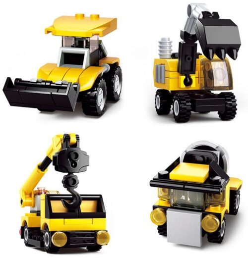 Bộ lắp ráp xe công trình Sluban M38-B0592C, đồ chơi lắp ghép xe ủi, xe đào, xe cẩu, xe trộn cho bé trai 4 tuổi, giá tốt.