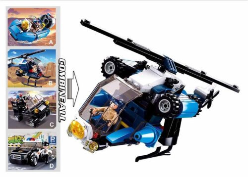 Bộ đồ chơi Sluban M38-B0638A Xe cảnh sát biến hình 4 trong 1, đồ chơi lắp ráp cho bé trai 6 tuổi, giá tốt, chất lượng cao
