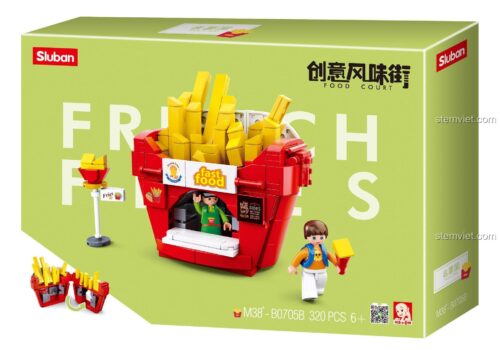 Hộp bộ lắp ghép Cửa Hàng Khoai Tây Chiên Sluban M38-B0705B gồm 320 mảnh, quà tặng cho bé gái 6 tuổi.