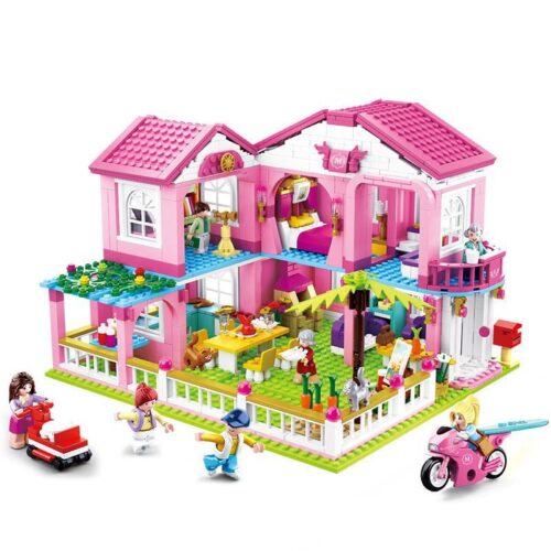 Hộp sản phẩm bộ lắp ghép Ngôi Nhà Giấc Mơ Hồng Sluban M38-B0721, 896 mảnh, màu hồng trắng, cho bé gái, giá tiết kiệm