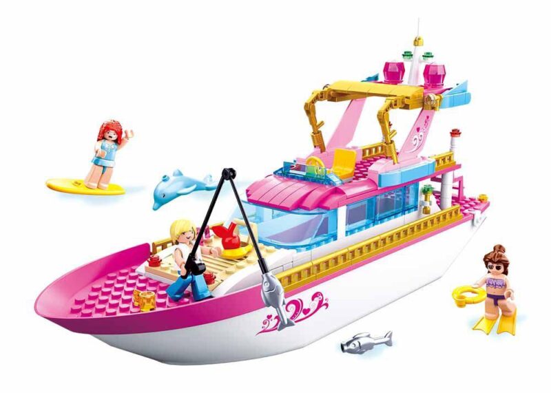 Bộ đồ chơi Du thuyền Giấc Mơ Hồng Sluban M38-B0722 cho bé gái 6 tuổi, giá tốt, nhiều phụ kiện đi kèm.