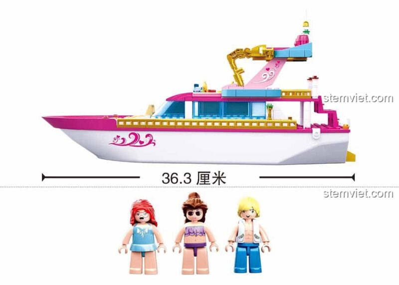 Đồ chơi lắp ráp Du thuyền nghỉ dưỡng Sluban M38-B0722 với các minifigures và phụ kiện.