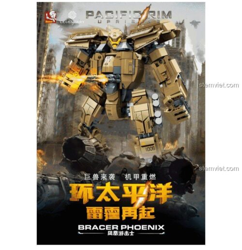 Poster bộ lắp ráp Jaeger Bracer Phoenix Sluban B0726C, đồ chơi mô hình người máy khổng lồ cho con trai.