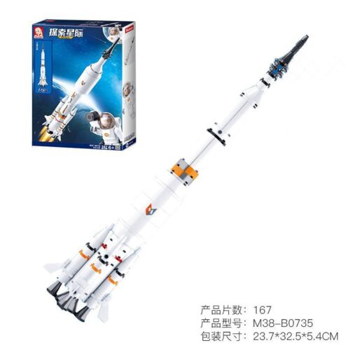 Hộp sản phẩm bộ lắp ghép Tên lửa Sao Thổ Sluban M38-B0735, đồ chơi mô hình cho bé trai 6 tuổi giá rẻ.