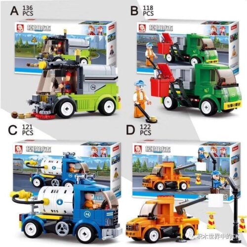 Bộ lắp ghép Sluban M38-B0781A Xe Dịch Vụ Đô Thị 4 kiểu, đồ chơi lắp ráp xe công trình thành phố cho bé trai 6 tuổi, giá tốt.