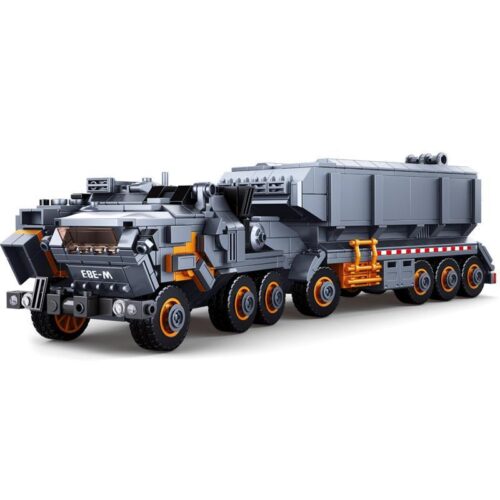 Mô hình hoàn chỉnh của bộ lắp ghép Xe Tải Vận Chuyển Lưu Động Địa Cầu Sluban M38-B0787, một món đồ chơi hấp dẫn cho con trai 6 tuổi.